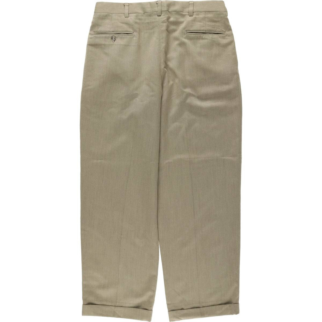 Berle TAIL ORED Three-Pleat Slacks Pants, Made in USA, Men's W34 (approx.), Vintage unclear beige type brown Vintage Second Hand
