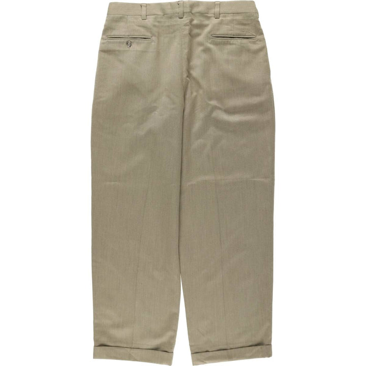 Berle TAIL ORED Three-Pleat Slacks Pants, Made in USA, Men's W34 (approx.), Vintage unclear beige type brown Vintage Second Hand