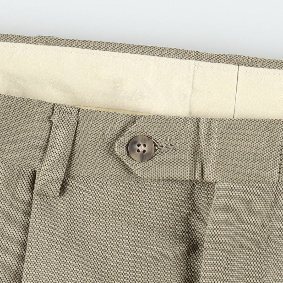 Berle TAIL ORED Three-Pleat Slacks Pants, Made in USA, Men's W34 (approx.), Vintage unclear beige type brown Vintage Second Hand