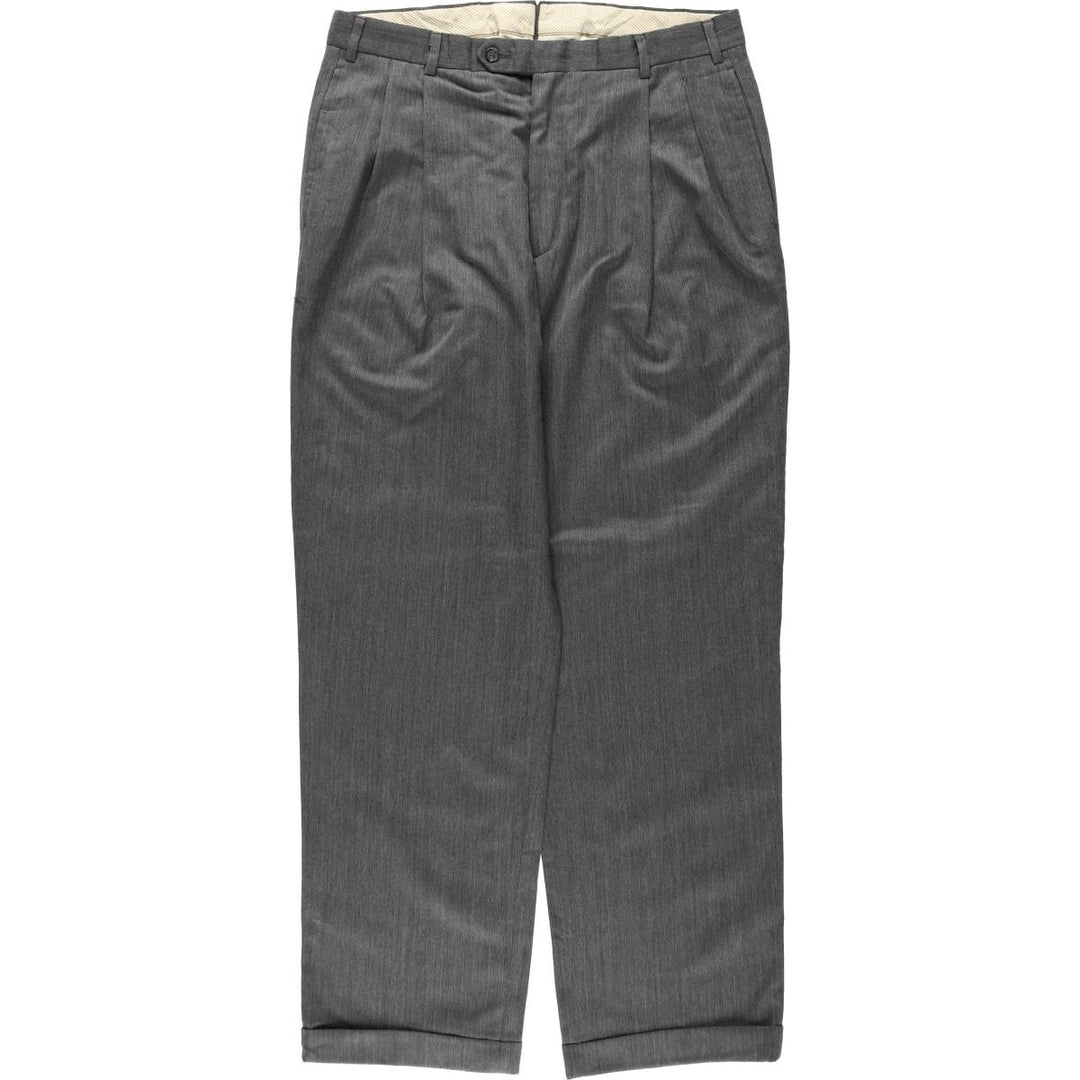 NORDSTROM Two-Pleat Wool Trousers, Made in USA, Men's Size W34 (approx.) wool gray type Vintage Second Hand