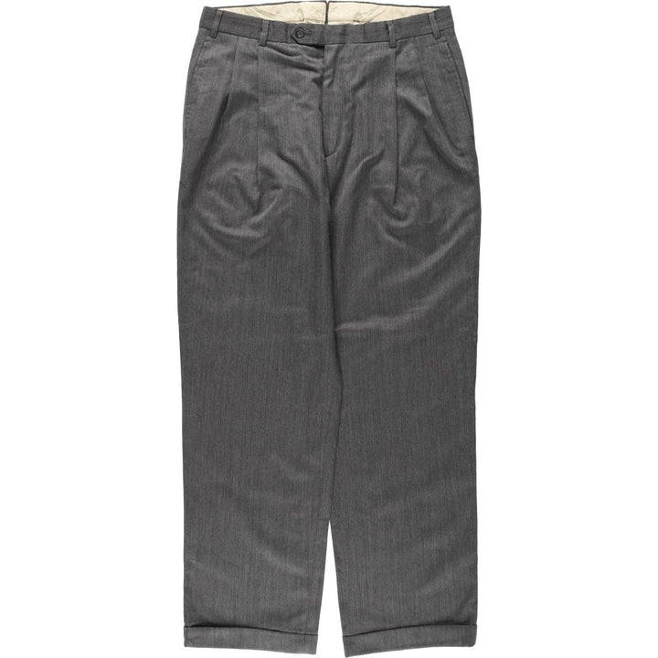NORDSTROM Two-Pleat Wool Trousers, Made in USA, Men's Size W34 (approx.) wool gray type Vintage Second Hand