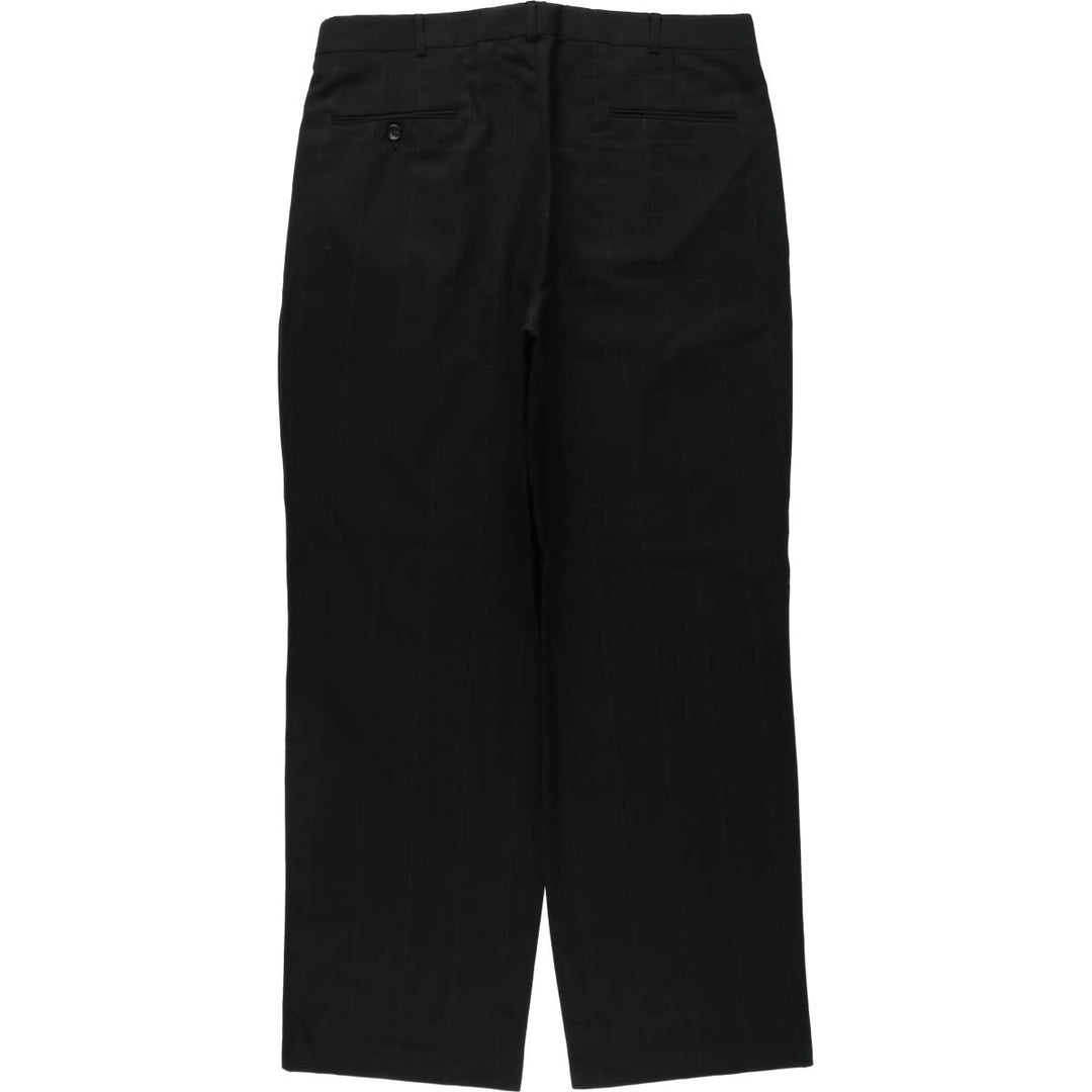 Check Pattern Two-Pleat Wool Trousers, Made in USA, Men's Size W36 (approx.) wool black type Vintage Second Hand