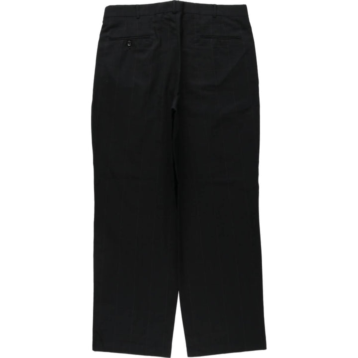 Check Pattern Two-Pleat Wool Trousers, Made in USA, Men's Size W36 (approx.) wool black type Vintage Second Hand