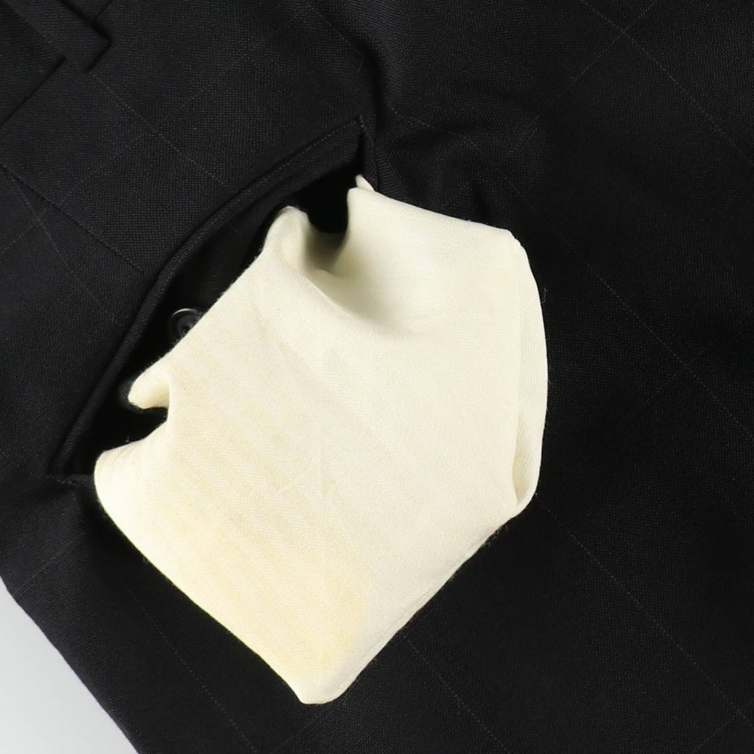 Check Pattern Two-Pleat Wool Trousers, Made in USA, Men's Size W36 (approx.) wool black type Vintage Second Hand