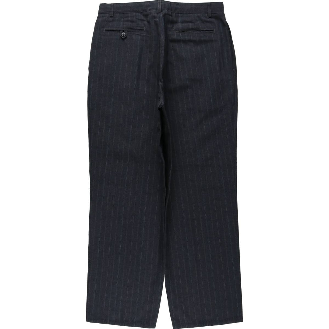 Gallery Stripe Pattern Two-Pleat Slacks Pants, Made in USA, Men's W32 (approx.), Vintage polyester gray type Vintage Second Hand