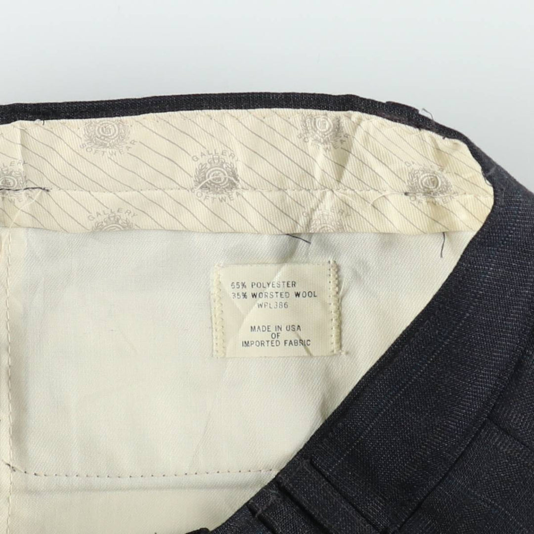 Gallery Stripe Pattern Two-Pleat Slacks Pants, Made in USA, Men's W32 (approx.), Vintage polyester gray type Vintage Second Hand