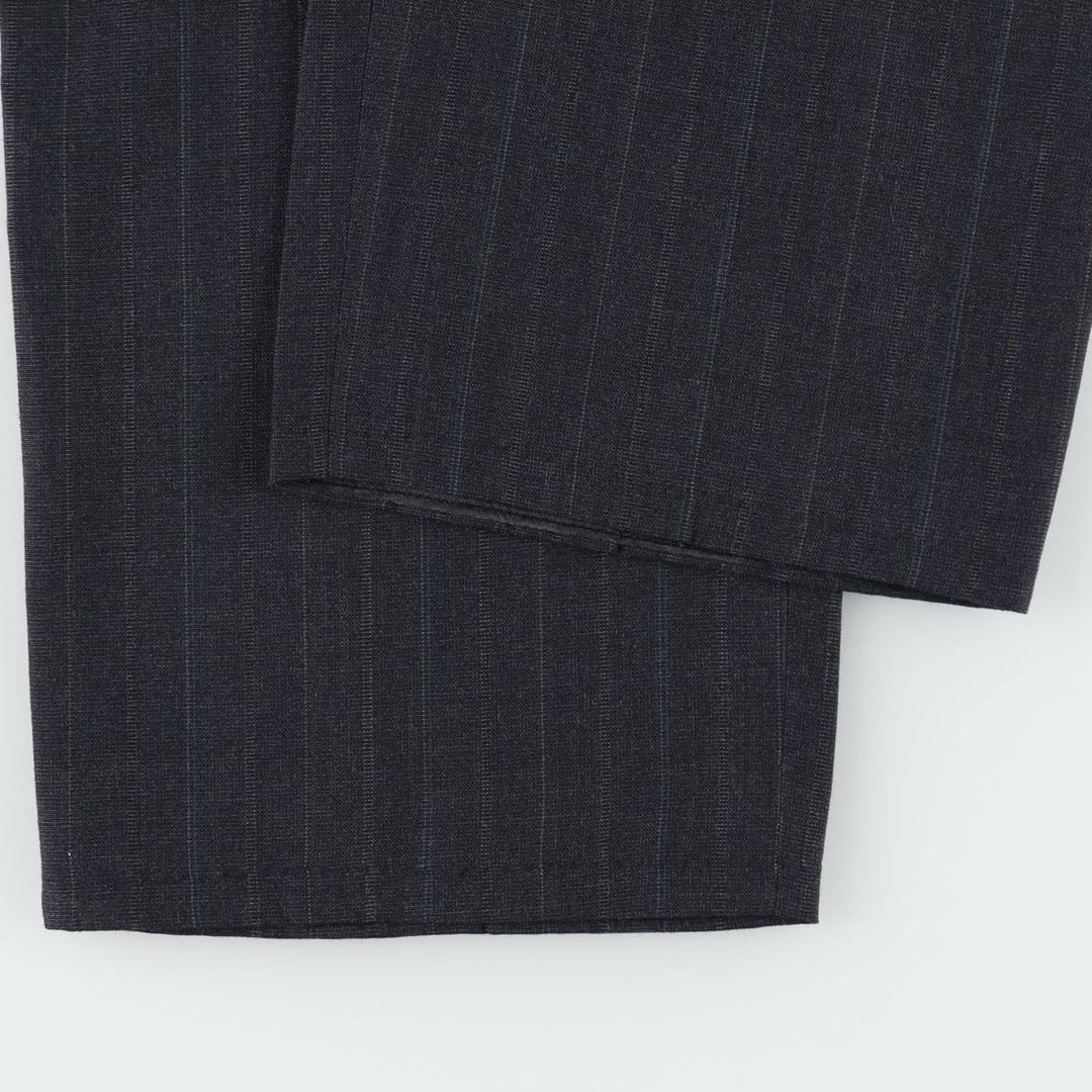 Gallery Stripe Pattern Two-Pleat Slacks Pants, Made in USA, Men's W32 (approx.), Vintage polyester gray type Vintage Second Hand