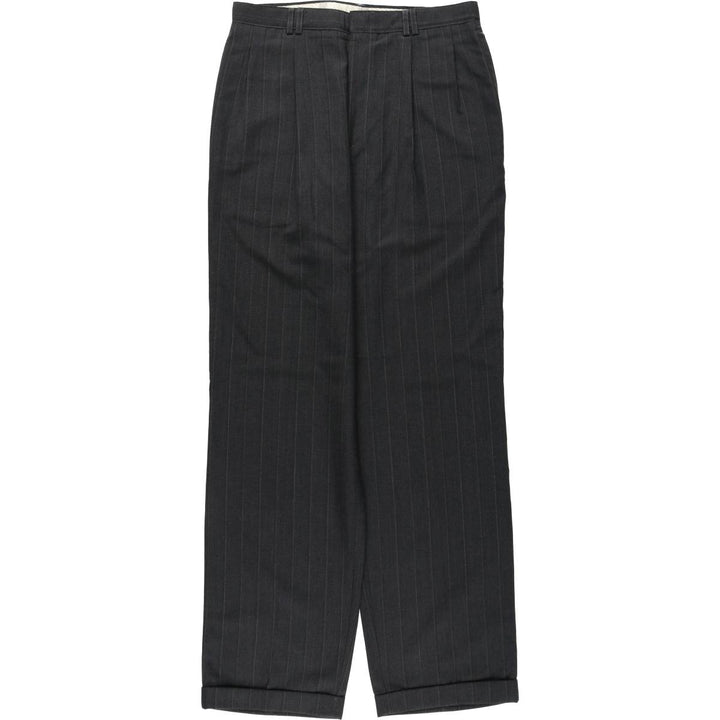 Gallery Stripe Pattern Two-Pleat Slacks, Made in USA, Men's Size W30 (approx.), Vintage polyester gray type Vintage Second Hand