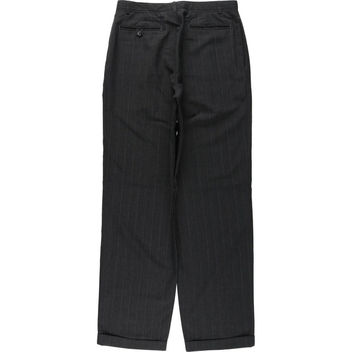 Gallery Stripe Pattern Two-Pleat Slacks, Made in USA, Men's Size W30 (approx.), Vintage polyester gray type Vintage Second Hand