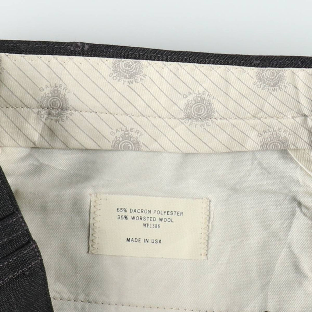 Gallery Stripe Pattern Two-Pleat Slacks, Made in USA, Men's Size W30 (approx.), Vintage polyester gray type Vintage Second Hand