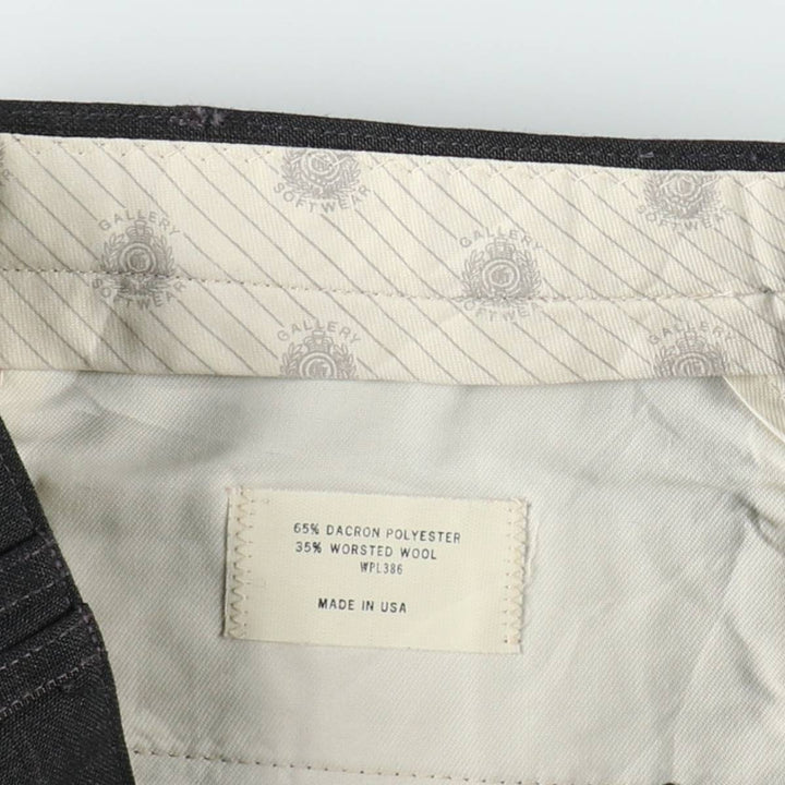 Gallery Stripe Pattern Two-Pleat Slacks, Made in USA, Men's Size W30 (approx.), Vintage polyester gray type Vintage Second Hand
