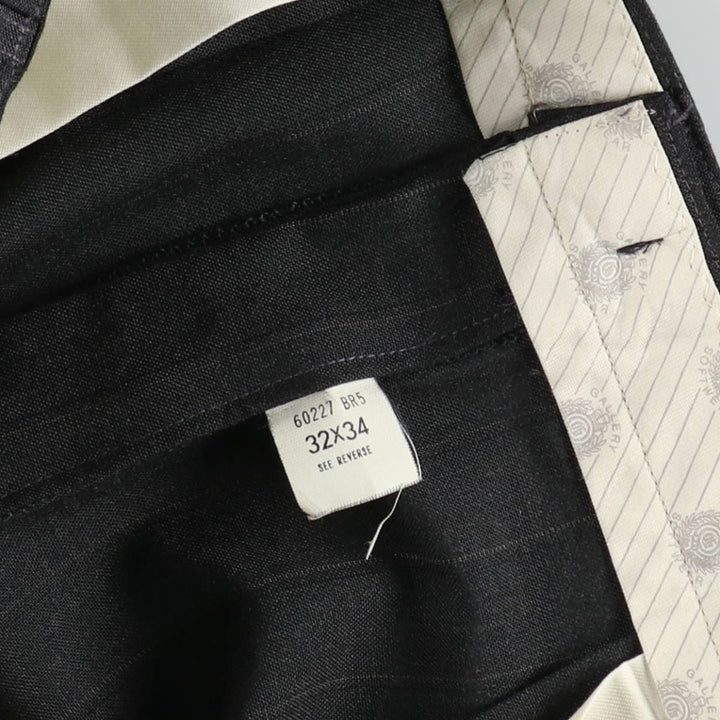 Gallery Stripe Pattern Two-Pleat Slacks, Made in USA, Men's Size W30 (approx.), Vintage polyester gray type Vintage Second Hand