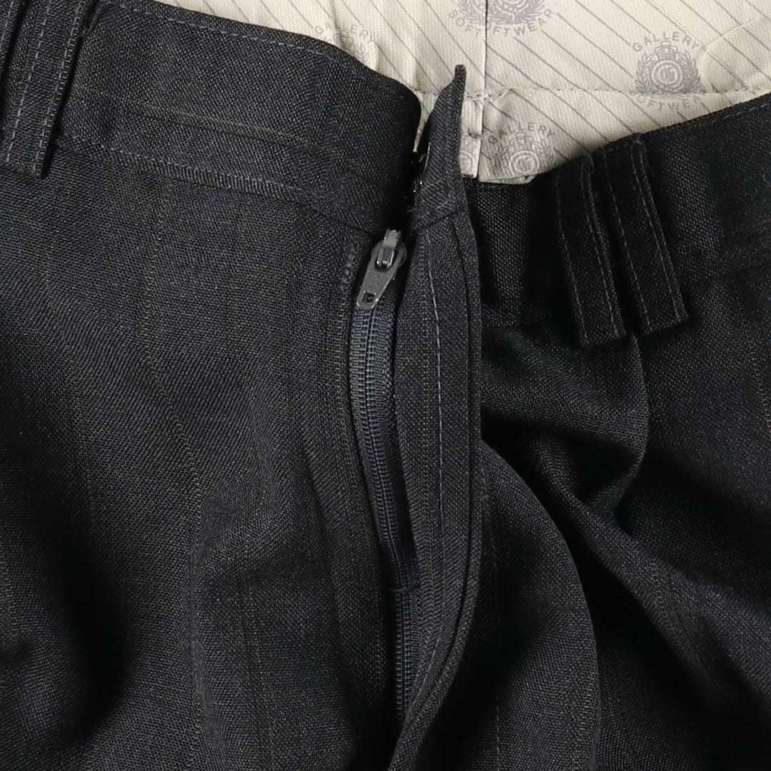 Gallery Stripe Pattern Two-Pleat Slacks, Made in USA, Men's Size W30 (approx.), Vintage polyester gray type Vintage Second Hand