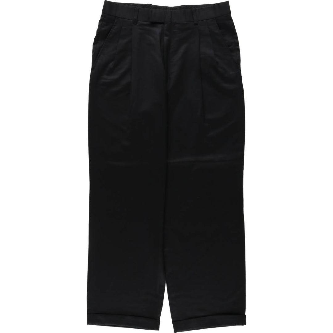 Perry Ellis PORTFOLIO Two-Pleat Wool Trousers, Men's W32 (approx.), Vintage wool black type Vintage Second Hand