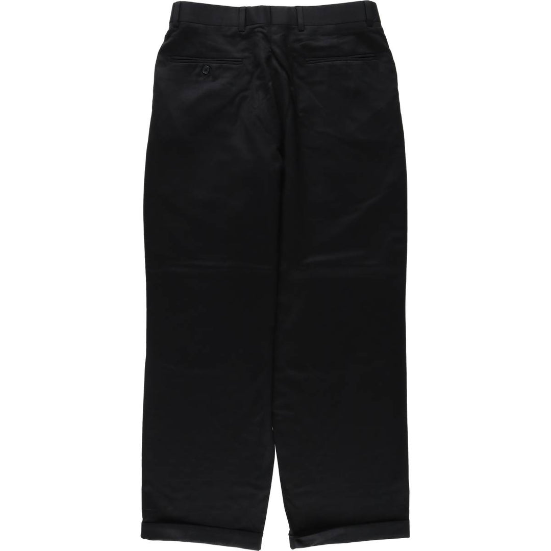 Perry Ellis PORTFOLIO Two-Pleat Wool Trousers, Men's W32 (approx.), Vintage wool black type Vintage Second Hand