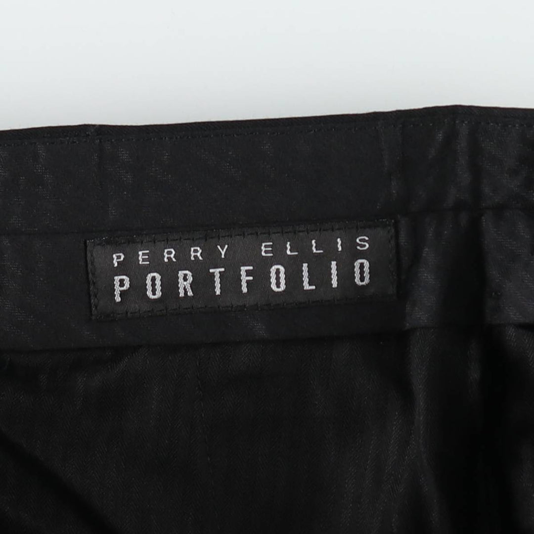 Perry Ellis PORTFOLIO Two-Pleat Wool Trousers, Men's W32 (approx.), Vintage wool black type Vintage Second Hand