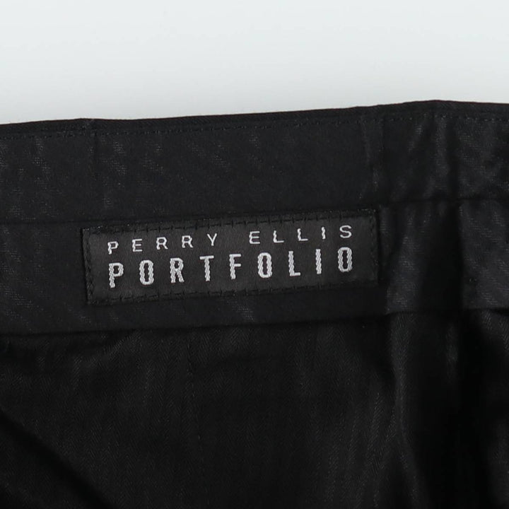 Perry Ellis PORTFOLIO Two-Pleat Wool Trousers, Men's W32 (approx.), Vintage wool black type Vintage Second Hand