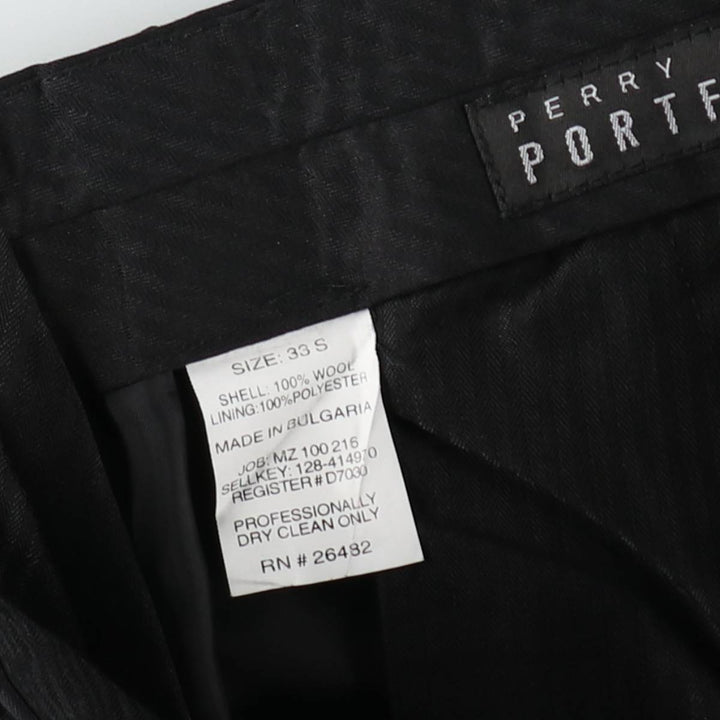 Perry Ellis PORTFOLIO Two-Pleat Wool Trousers, Men's W32 (approx.), Vintage wool black type Vintage Second Hand