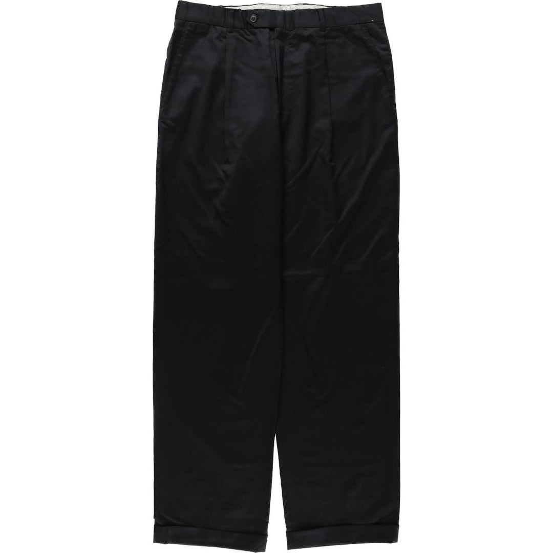 PARK HALL One-tuck wool trousers/slacks, made in Canada, men's size W34 (approx.) wool black type Vintage Second Hand