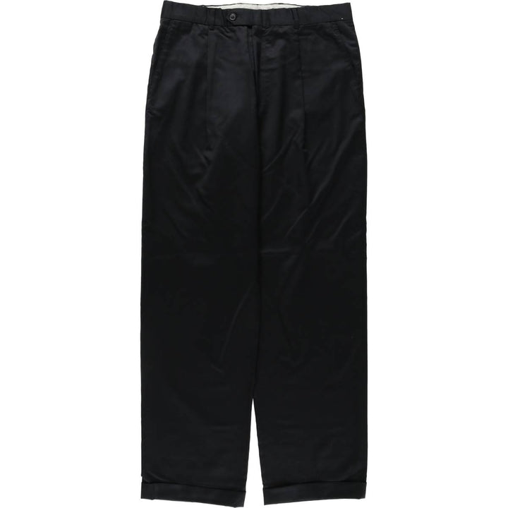 PARK HALL One-tuck wool trousers/slacks, made in Canada, men's size W34 (approx.) wool black type Vintage Second Hand