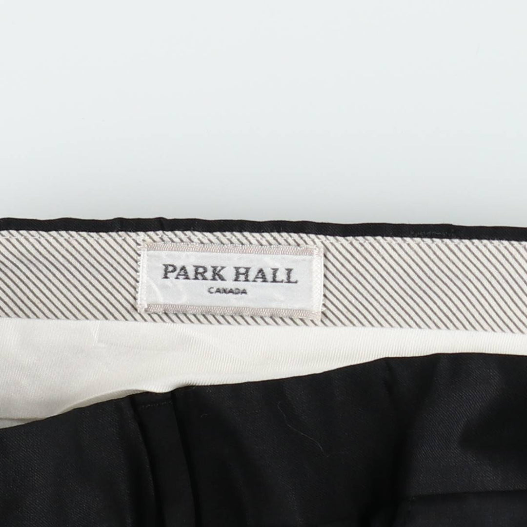 PARK HALL One-tuck wool trousers/slacks, made in Canada, men's size W34 (approx.) wool black type Vintage Second Hand