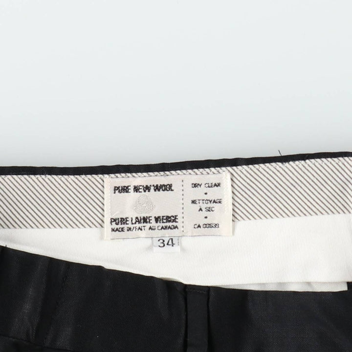 PARK HALL One-tuck wool trousers/slacks, made in Canada, men's size W34 (approx.) wool black type Vintage Second Hand
