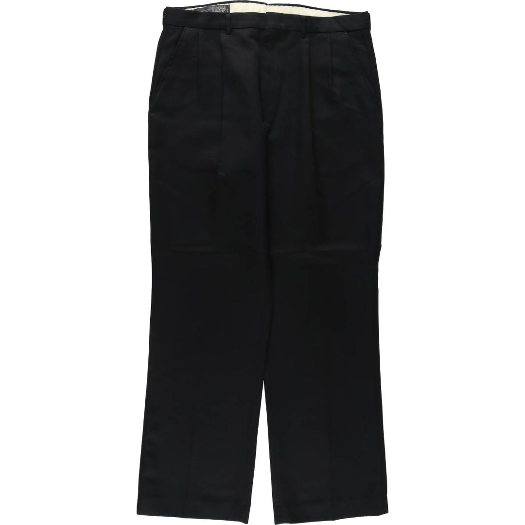COMFORT ACTION Two-Pleat Slacks Pants, Made in USA, Men's W33 (approx.), Vintage unclear black type Vintage Second Hand