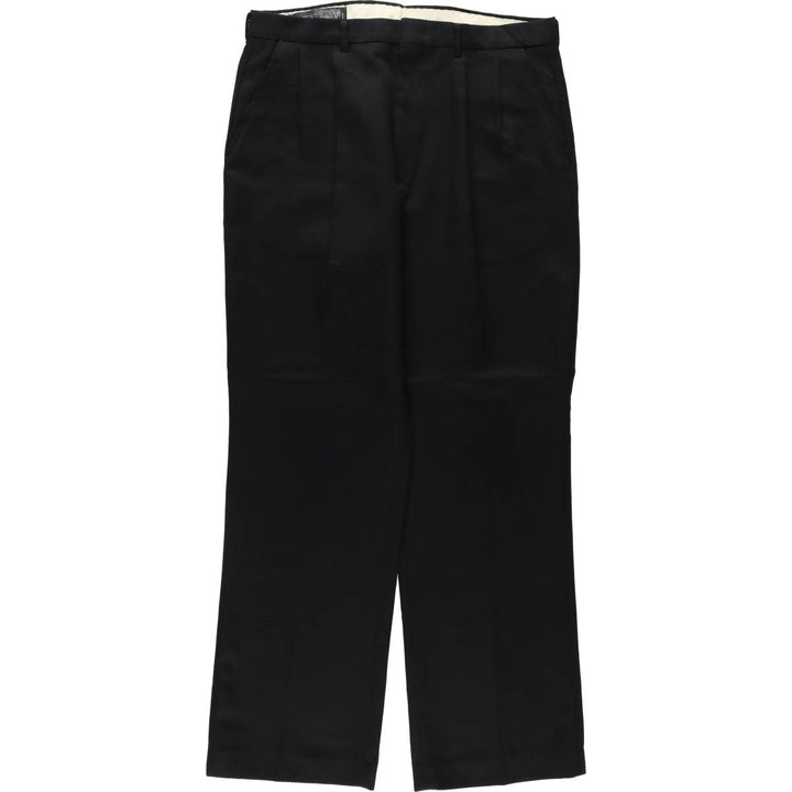 COMFORT ACTION Two-Pleat Slacks Pants, Made in USA, Men's W33 (approx.), Vintage unclear black type Vintage Second Hand
