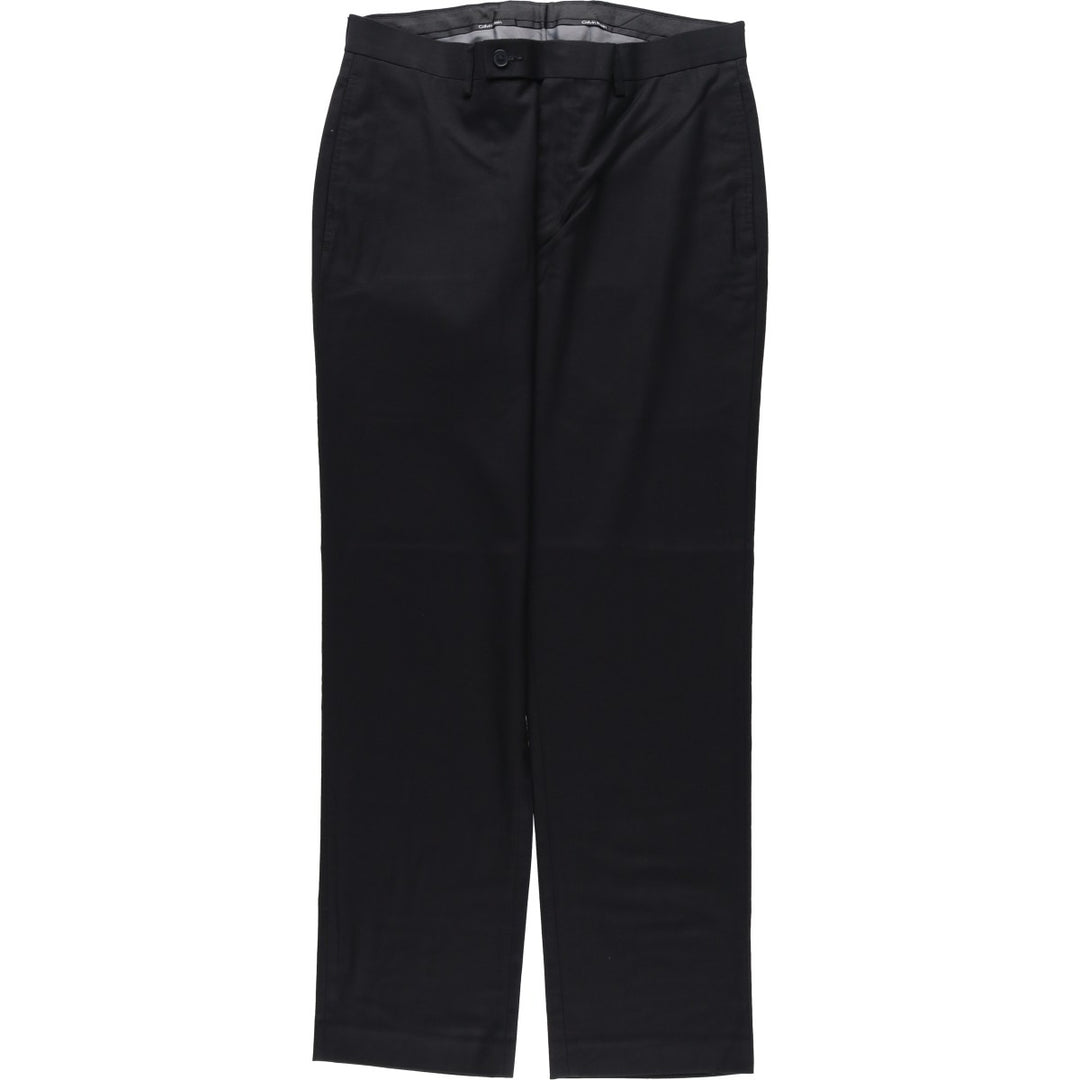 Calvin Klein slacks for men, size W32 (approx.) polyester black type Vintage Second Hand