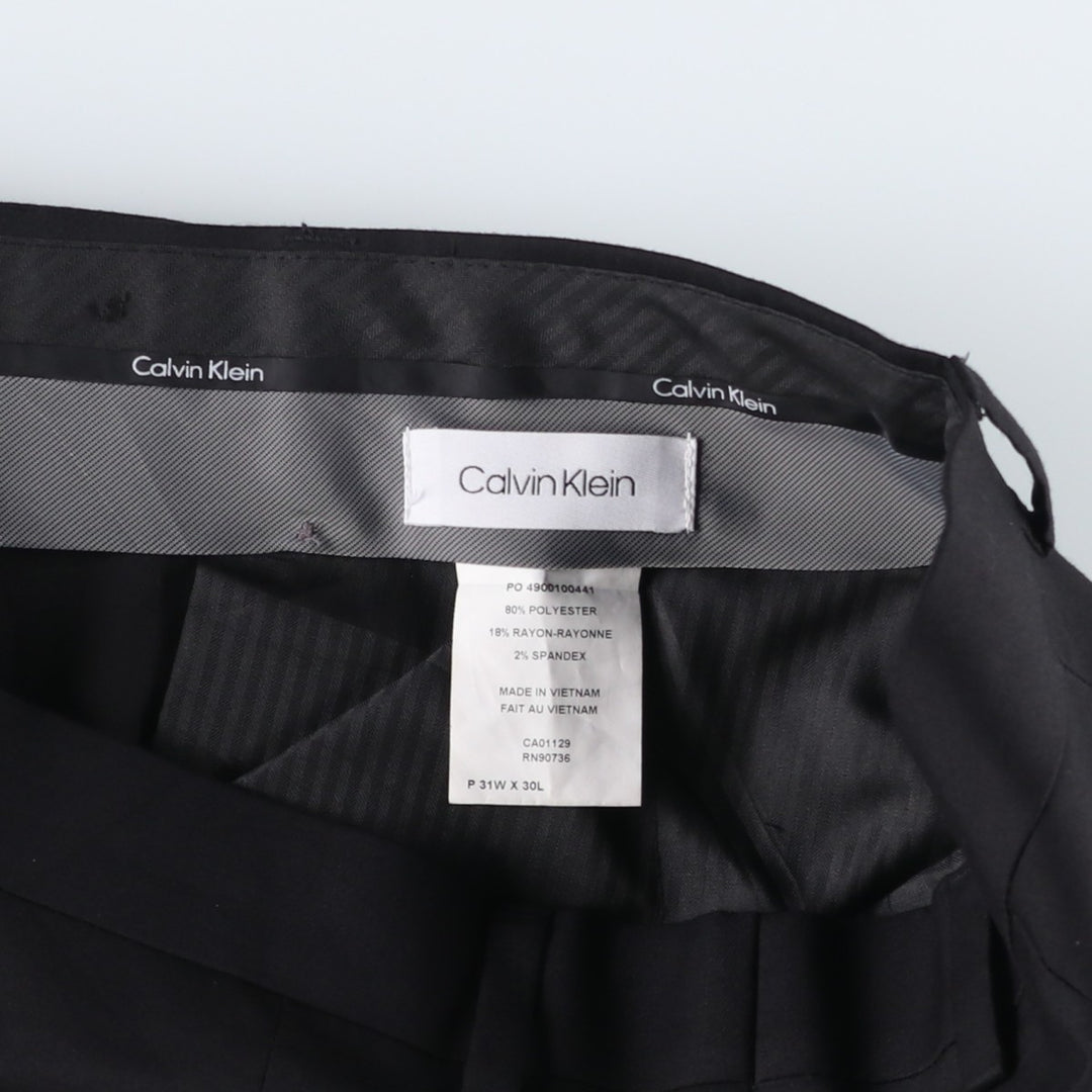 Calvin Klein slacks for men, size W32 (approx.) polyester black type Vintage Second Hand