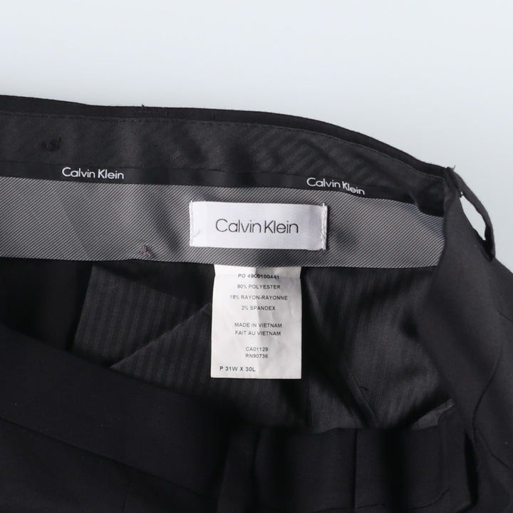 Calvin Klein slacks for men, size W32 (approx.) polyester black type Vintage Second Hand