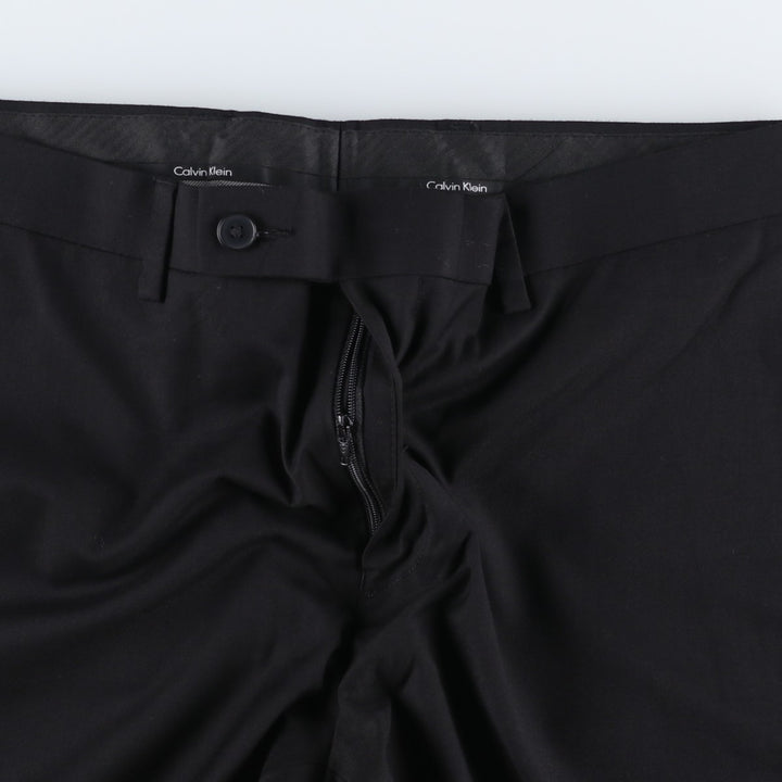 Calvin Klein slacks for men, size W32 (approx.) polyester black type Vintage Second Hand