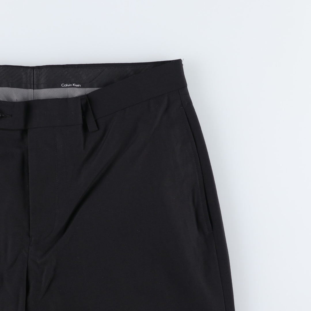 Calvin Klein slacks for men, size W32 (approx.) polyester black type Vintage Second Hand