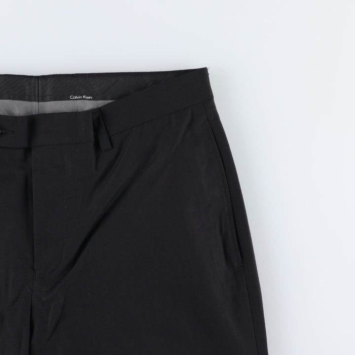Calvin Klein slacks for men, size W32 (approx.) polyester black type Vintage Second Hand