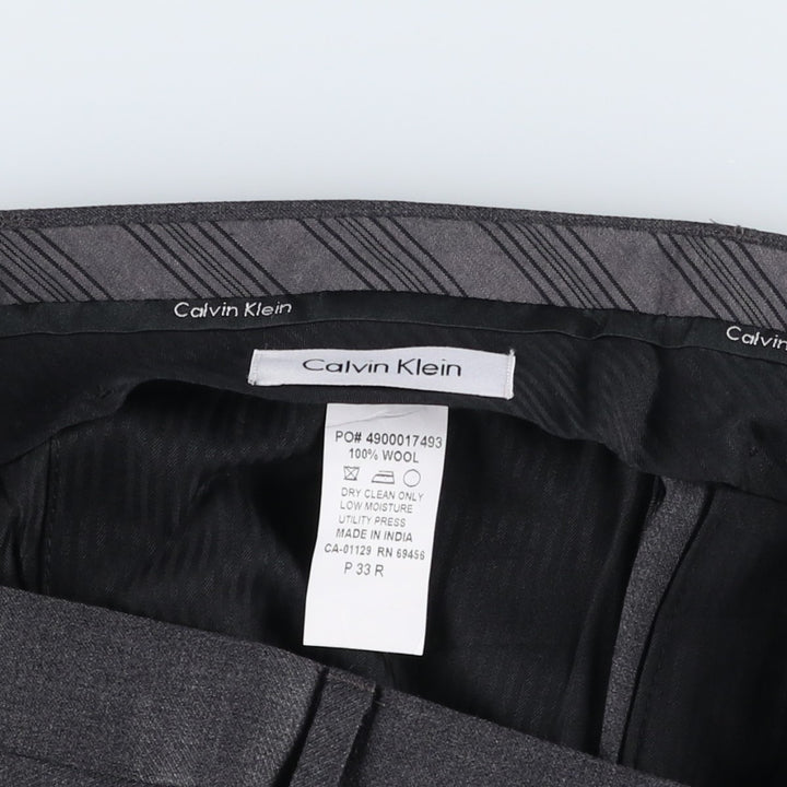 Calvin Klein wool trousers/slacks for men, size W34 (approx.) wool gray type Vintage Second Hand