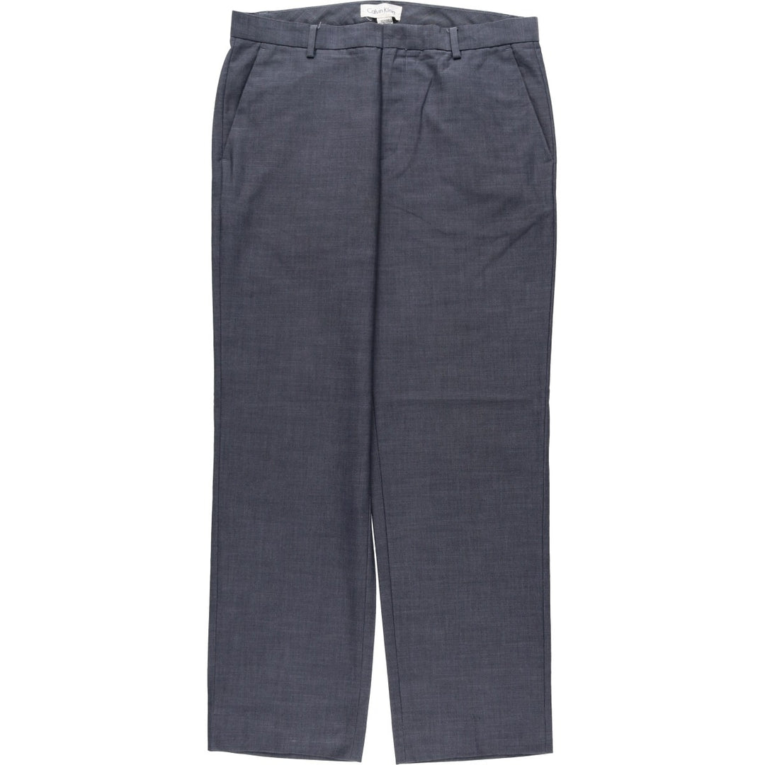 Calvin Klein slacks for men, size W34 (approx.) polyester gray type Vintage Second Hand
