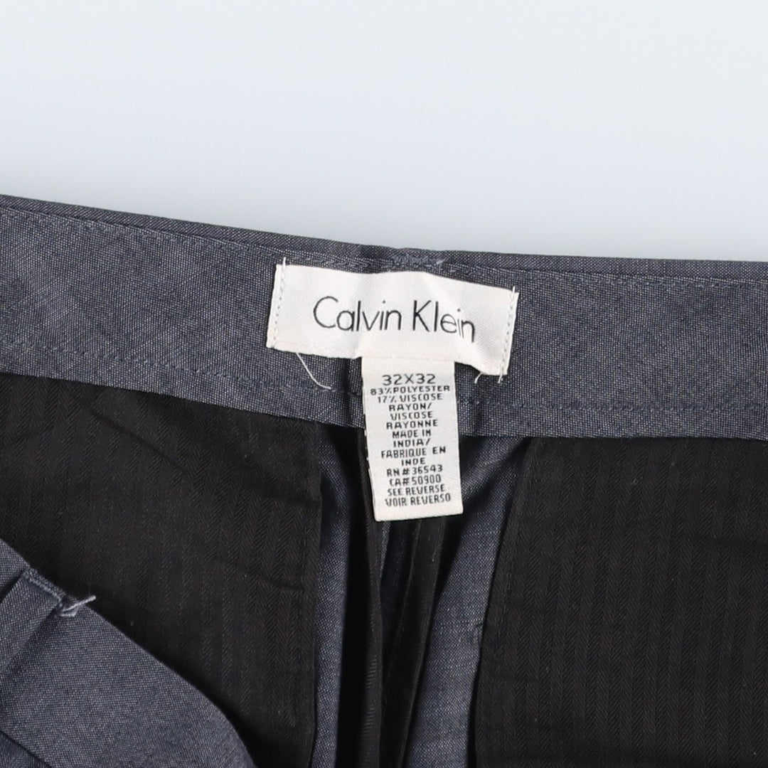 Calvin Klein slacks for men, size W34 (approx.) polyester gray type Vintage Second Hand