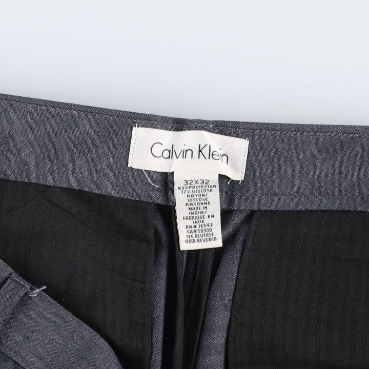 Calvin Klein slacks for men, size W34 (approx.) polyester gray type Vintage Second Hand