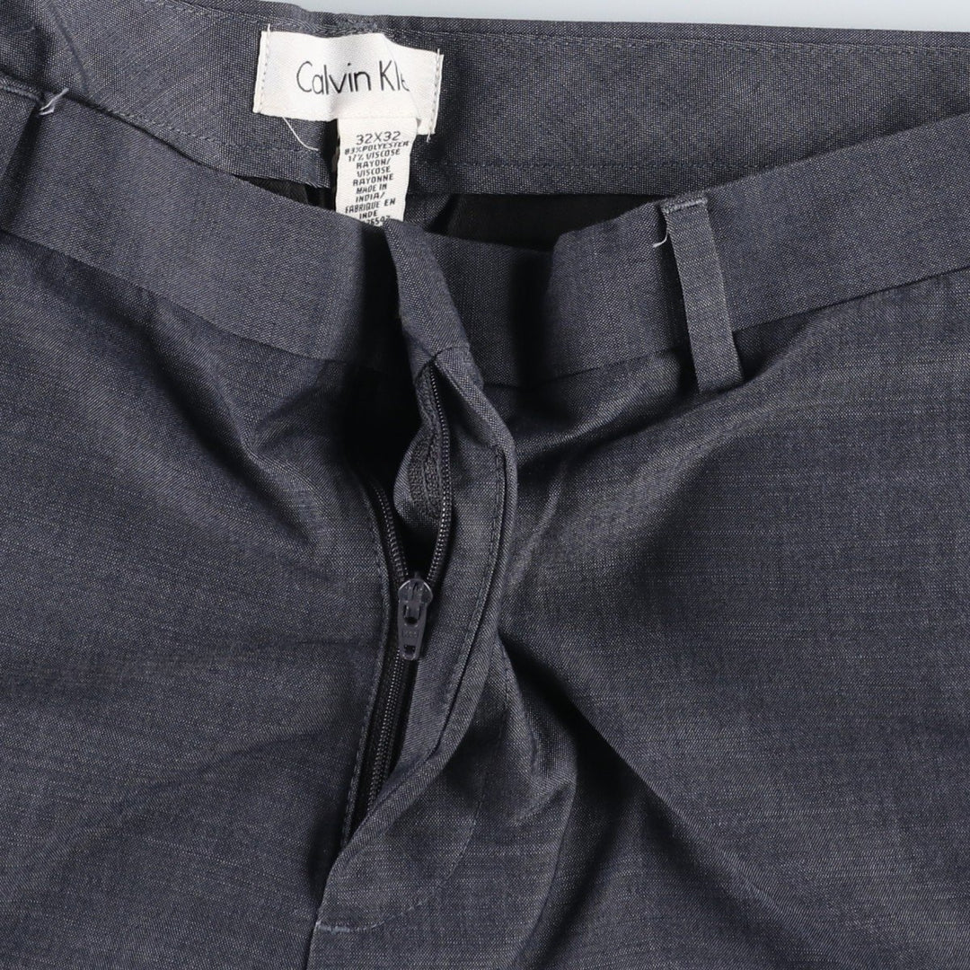 Calvin Klein slacks for men, size W34 (approx.) polyester gray type Vintage Second Hand