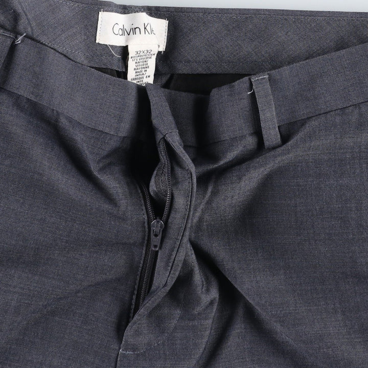 Calvin Klein slacks for men, size W34 (approx.) polyester gray type Vintage Second Hand