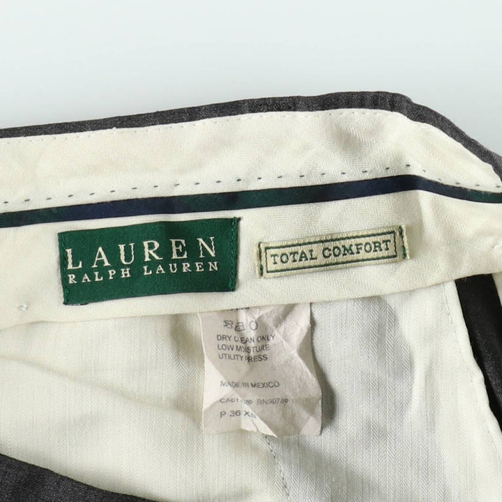 Ralph Lauren LAUREN Lauren Two-pleat wool pants slacks for men, equivalent to W36 wool gray type Vintage Second Hand