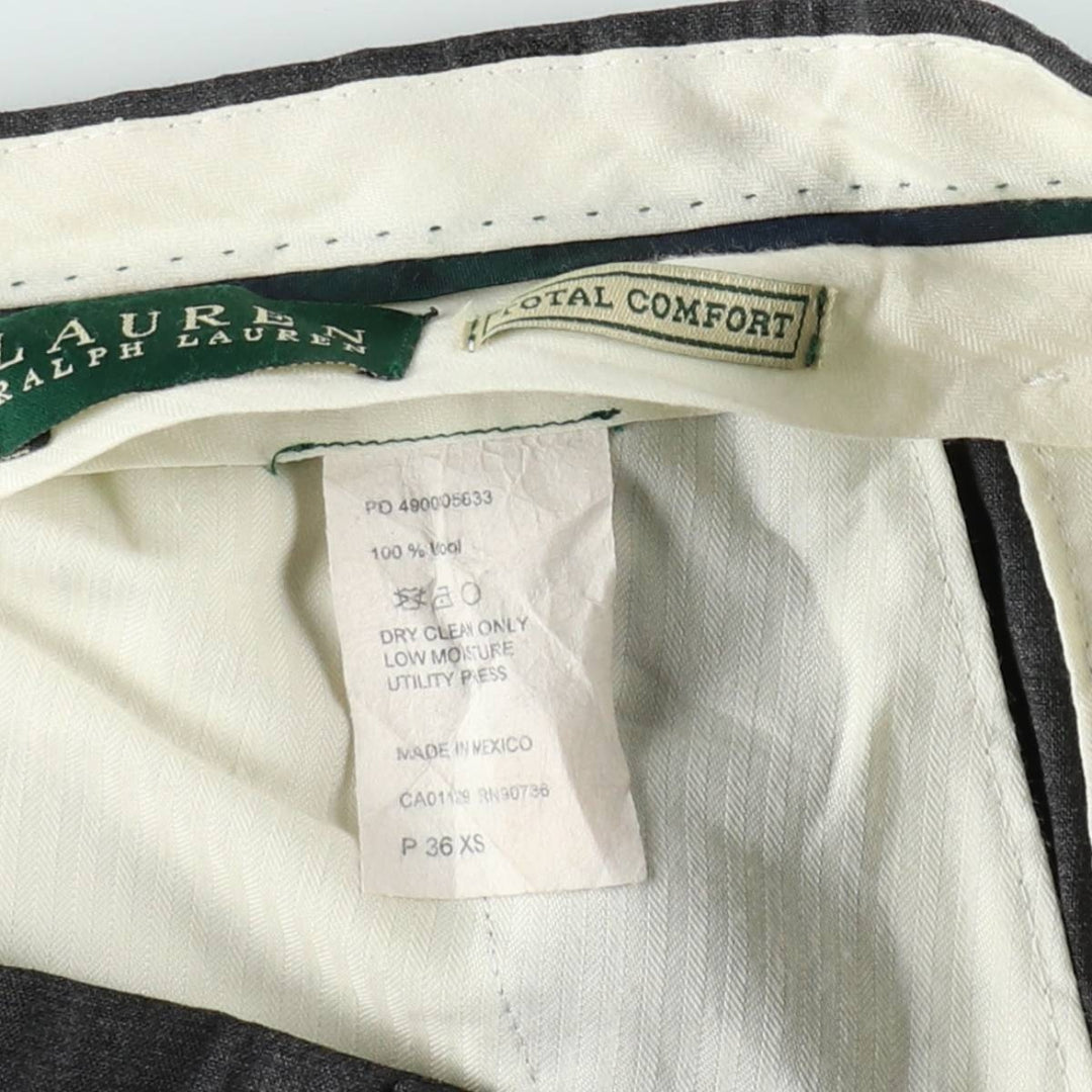 Ralph Lauren LAUREN Lauren Two-pleat wool pants slacks for men, equivalent to W36 wool gray type Vintage Second Hand
