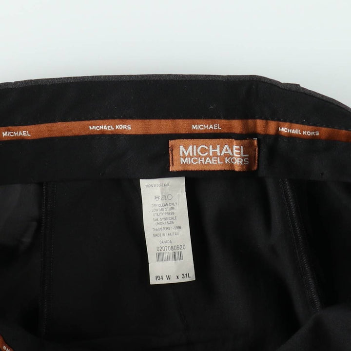 Michael Kors wool trousers/slacks, made in Canada, men's size W35 (approx.). wool gray type Vintage Second Hand