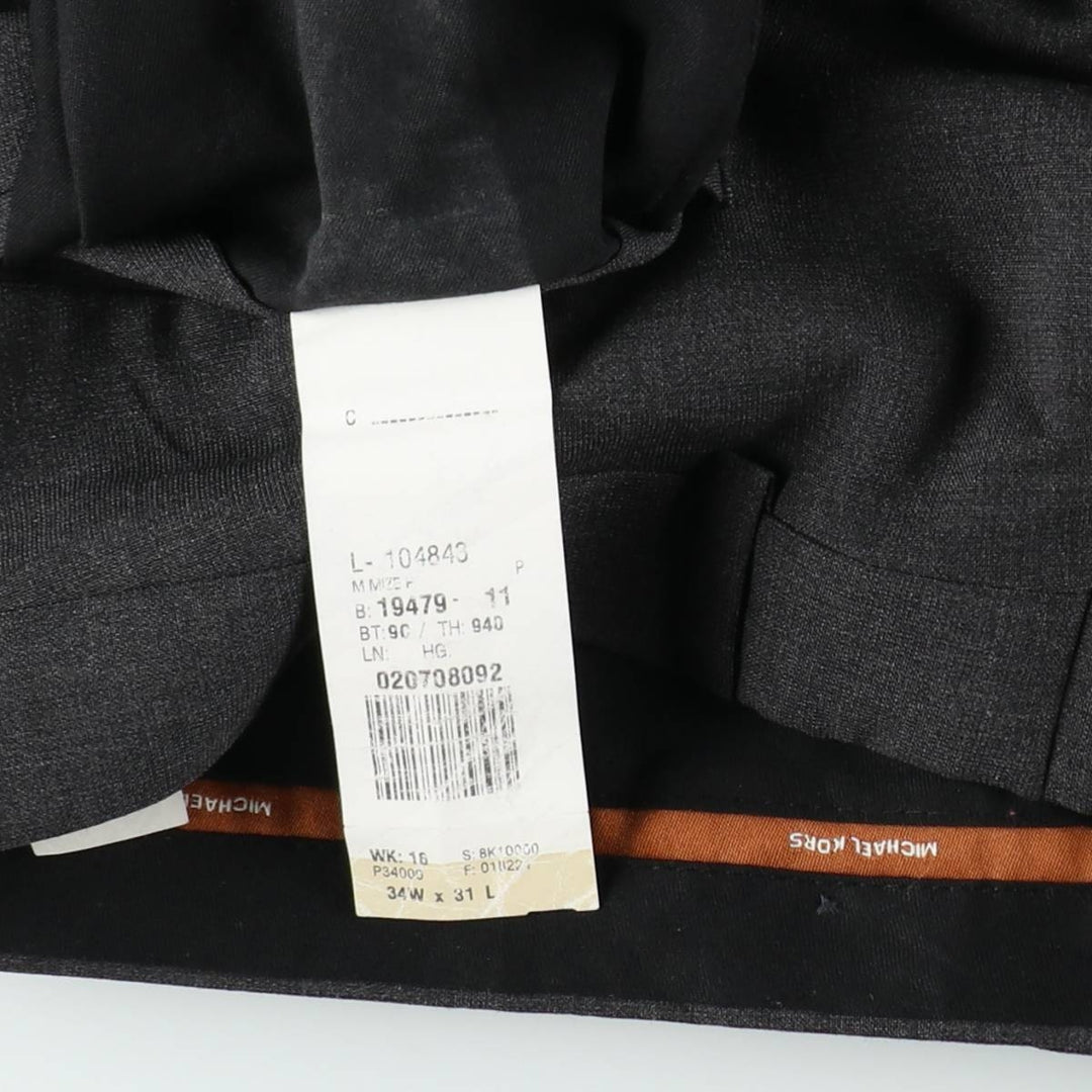 Michael Kors wool trousers/slacks, made in Canada, men's size W35 (approx.). wool gray type Vintage Second Hand