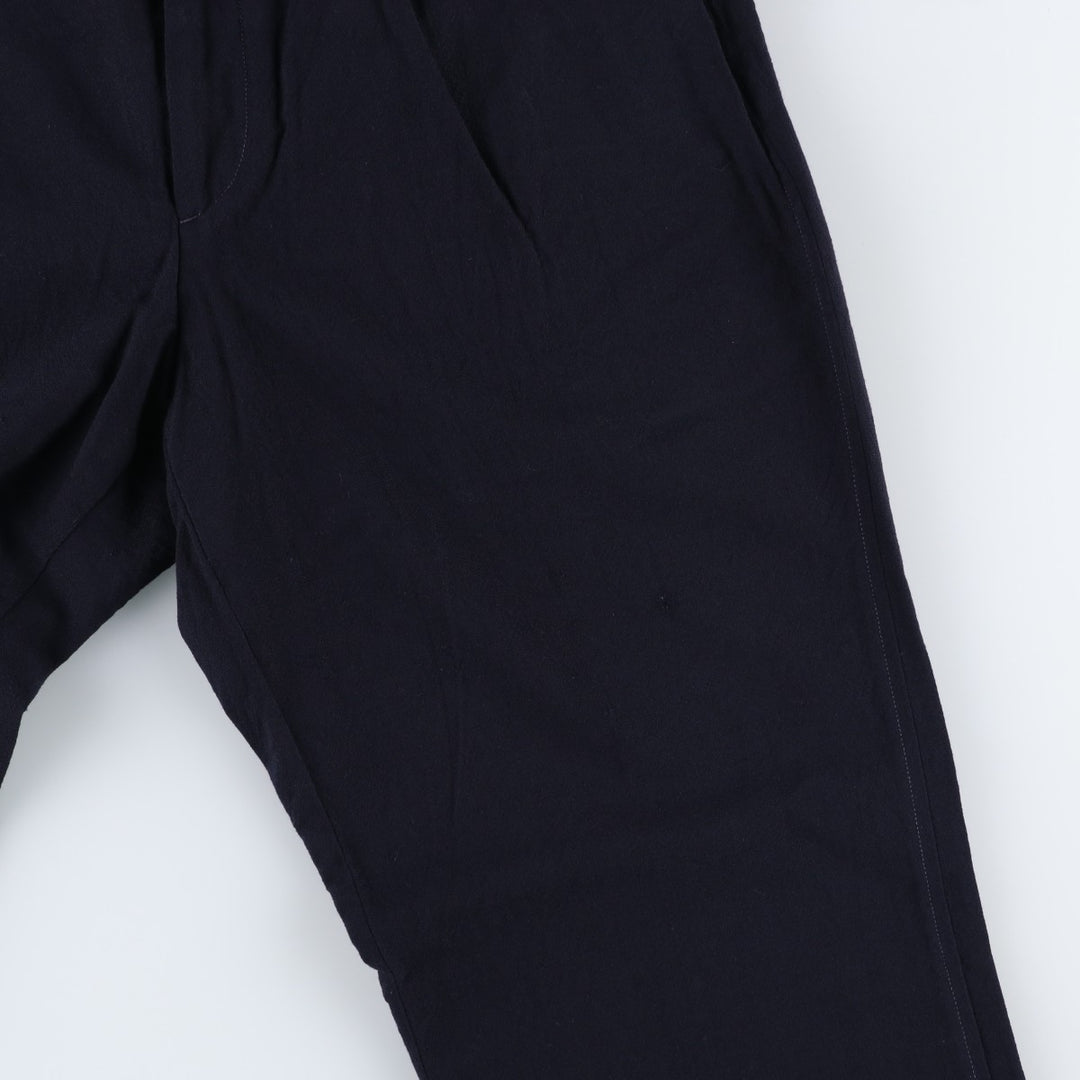 1990'S Lands' End Two-Pleat Wool Trousers, Made in USA, Men's Size W33 (approx.), Vintage wool navy blue type Vintage Second Hand
