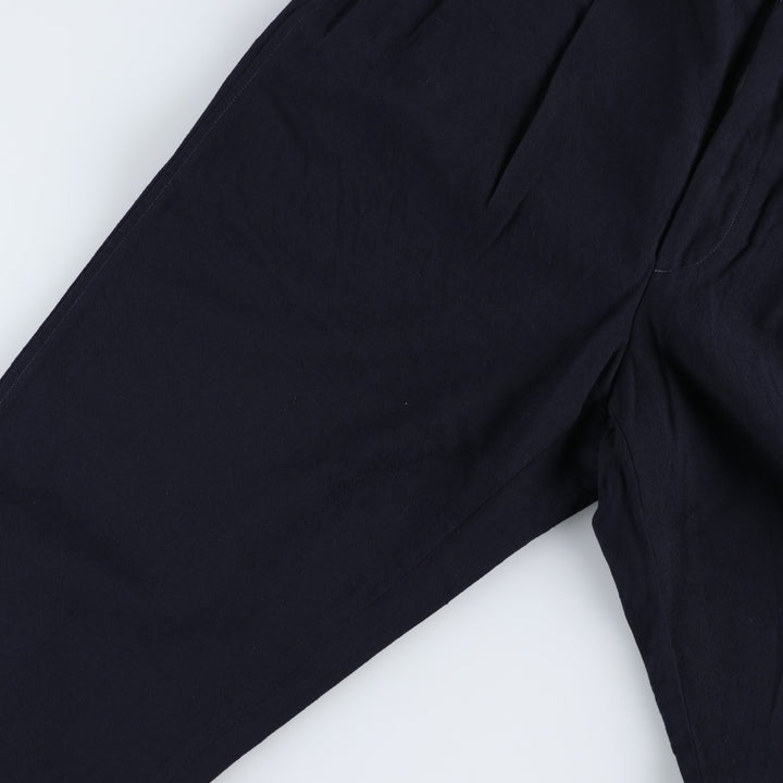 1990'S Lands' End Two-Pleat Wool Trousers, Made in USA, Men's Size W33 (approx.), Vintage wool navy blue type Vintage Second Hand