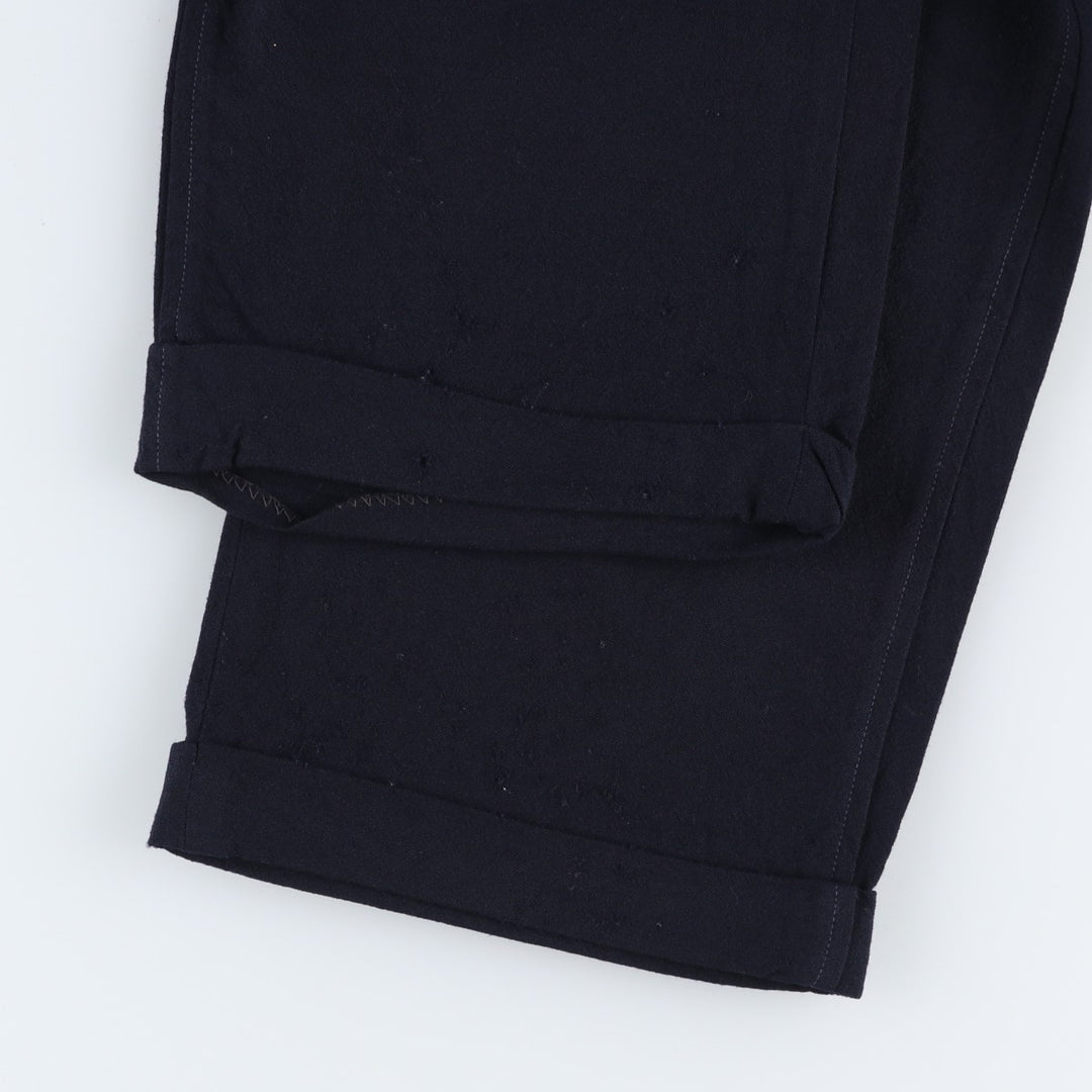 1990'S Lands' End Two-Pleat Wool Trousers, Made in USA, Men's Size W33 (approx.), Vintage wool navy blue type Vintage Second Hand
