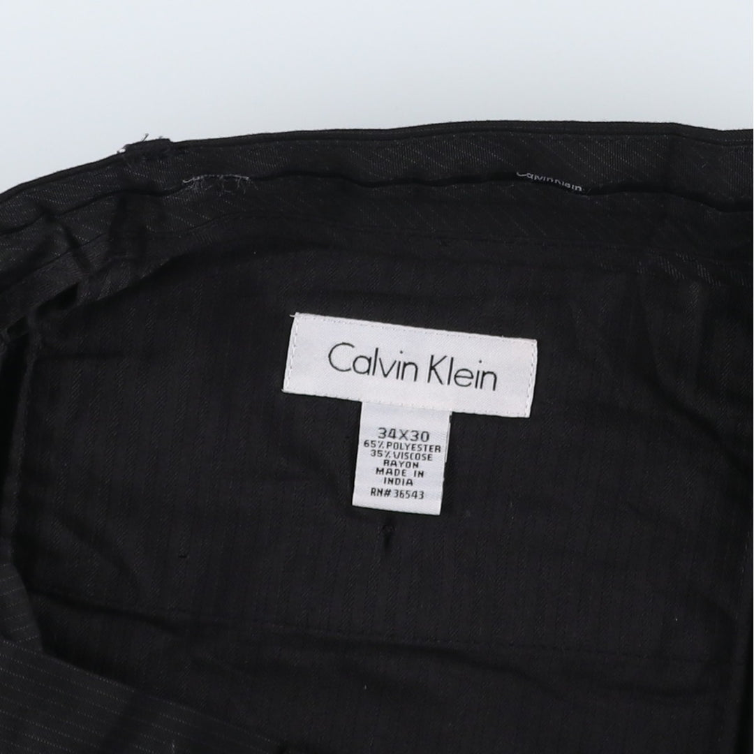 ~2000'S Calvin Klein Stripe Pattern Slacks Pants Men's W36 (approx.) Vintage polyester black type Vintage Second Hand