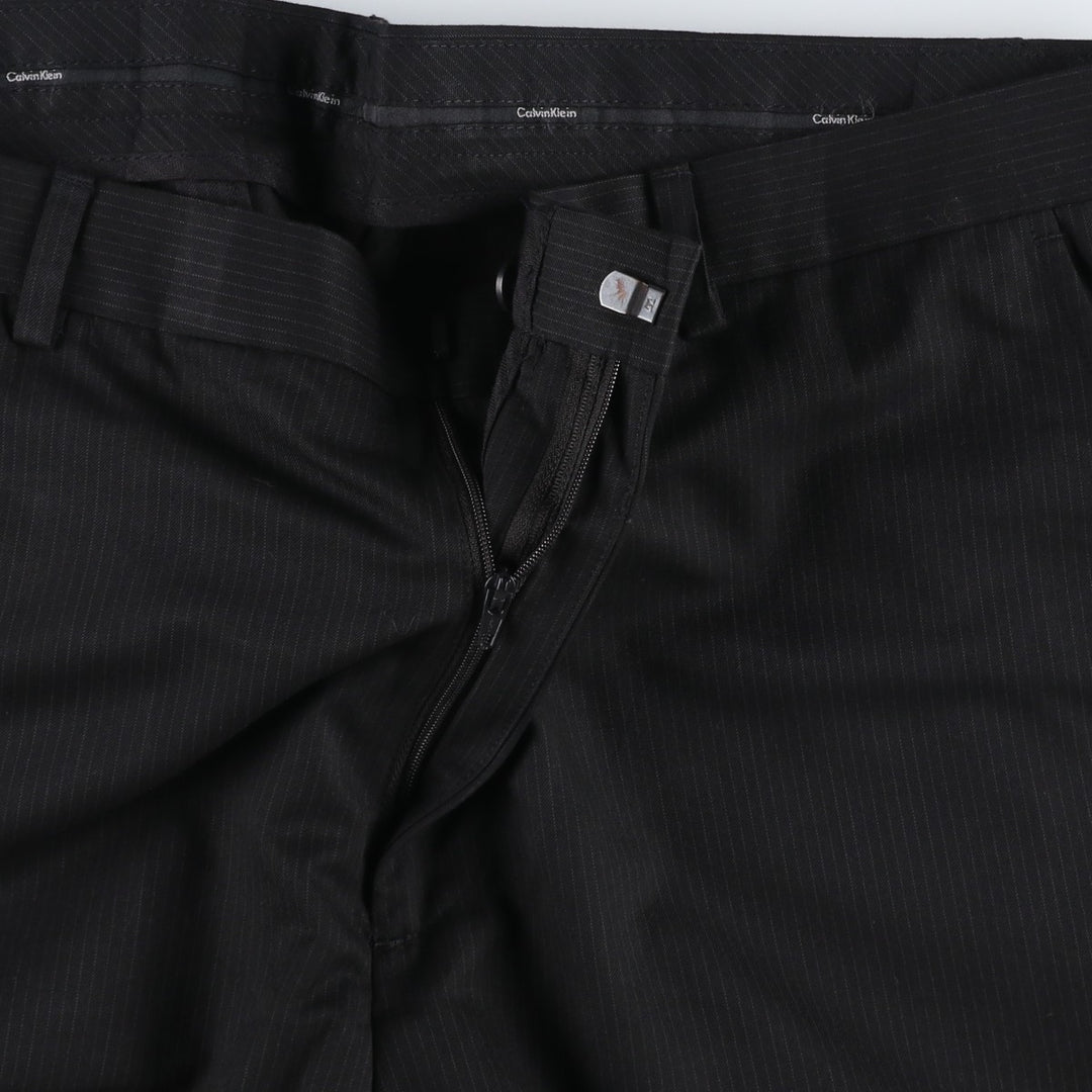 ~2000'S Calvin Klein Stripe Pattern Slacks Pants Men's W36 (approx.) Vintage polyester black type Vintage Second Hand