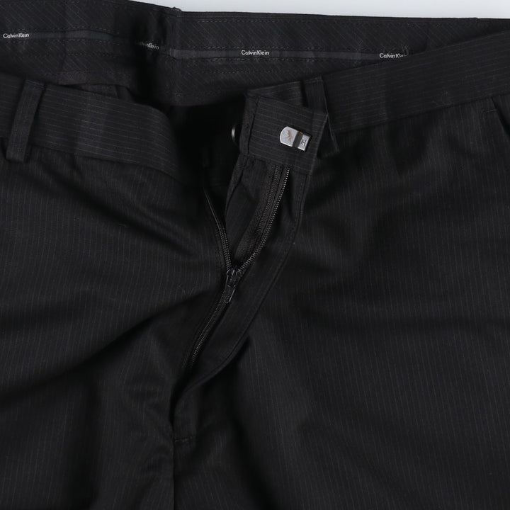 ~2000'S Calvin Klein Stripe Pattern Slacks Pants Men's W36 (approx.) Vintage polyester black type Vintage Second Hand
